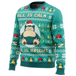 All is Calm All Bright Snorlax Pokemon Ugly Christmas Sweater - Image 2