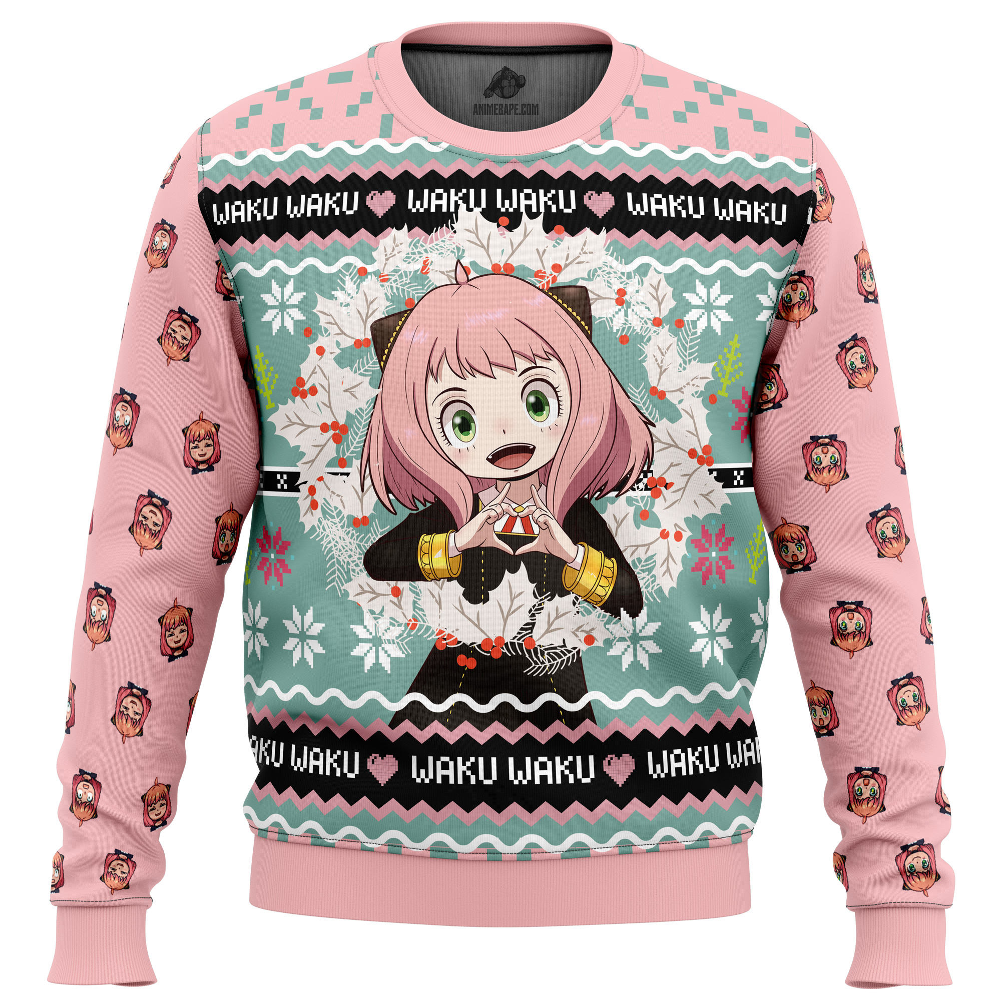 20251219-111331 Anya Forger Waku Waku Spy x Family Ugly Christmas Sweater - Image 1