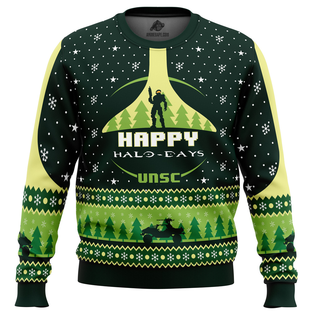 20251219-111431 Happy Halo-days Halo Ugly Christmas Sweater - Image 1