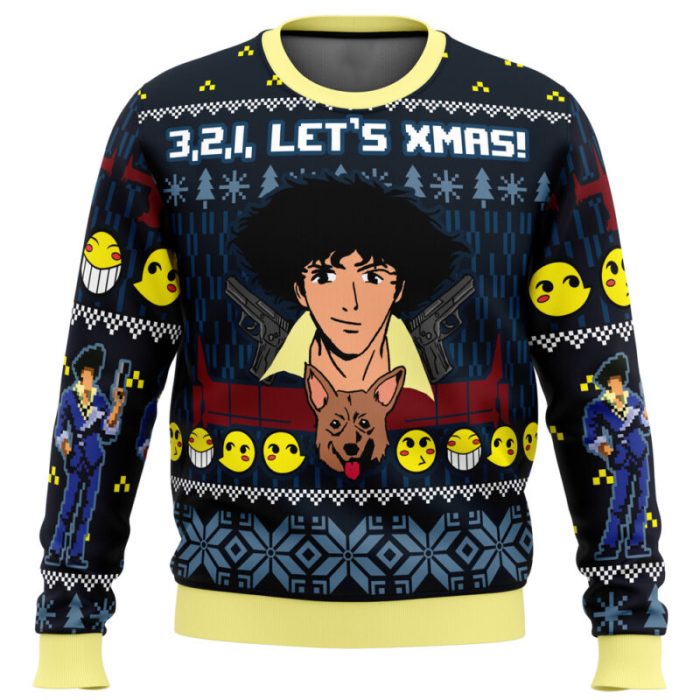 3, 2, 1, Let's Xmas! Cowboy Bebop Ugly Christmas Sweater - Image 3