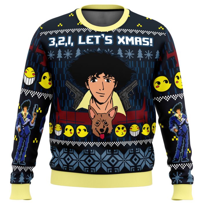 3, 2, 1, Let's Xmas! Cowboy Bebop Ugly Christmas Sweater - Image 1