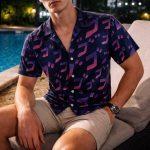 Menacing Aura JoJo's Bizarre Adventure Button Up Hawaiian Shirt - Image 4
