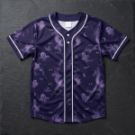 Night Shades Pokemon Baseball Jersey ghost-type all-over print flat lay - AnimeBape