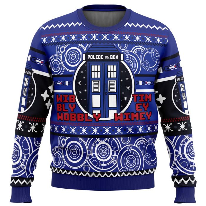 Christmas Through Time And Space Doctor Who Ugly Christmas Sweater - Image 1