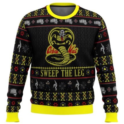 cobra kai sweep the leg karate kid ugly christmas sweatervll7w
