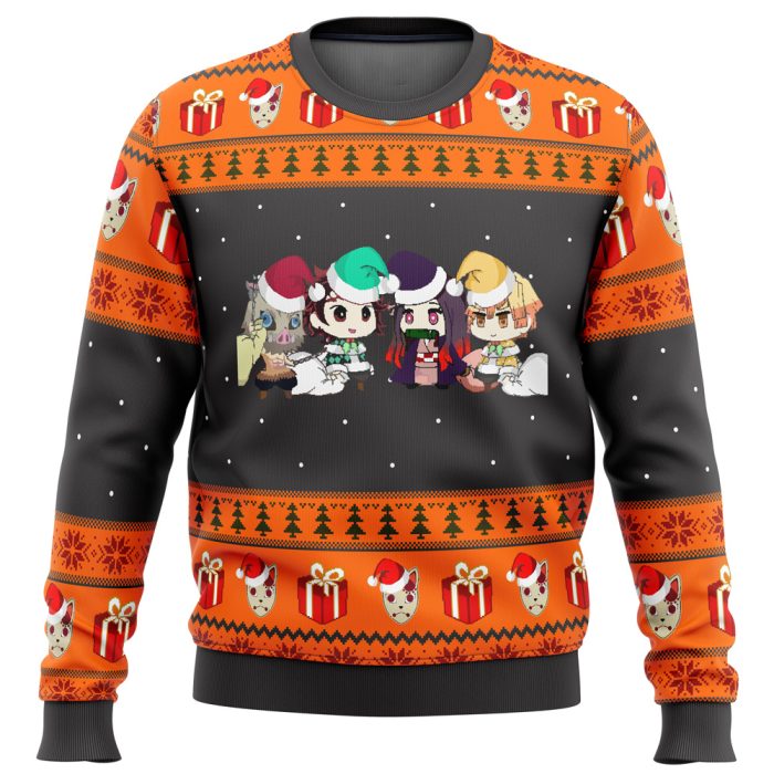 Demon Slayer Chibi Ugly Christmas Sweater - Image 1