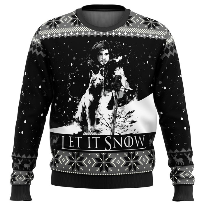 Game of Thrones Let It Snow Black and White Ugly Christmas Sweater - Image 1