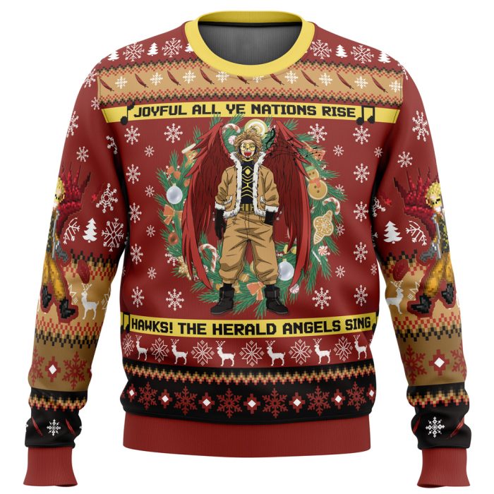 Hawks Singing Christmas Song My Hero Academia Ugly Christmas Sweater - Image 1