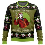I Hope You Get What You Deserve Joker DC Comics Ugly Christmas Sweater - Image 3