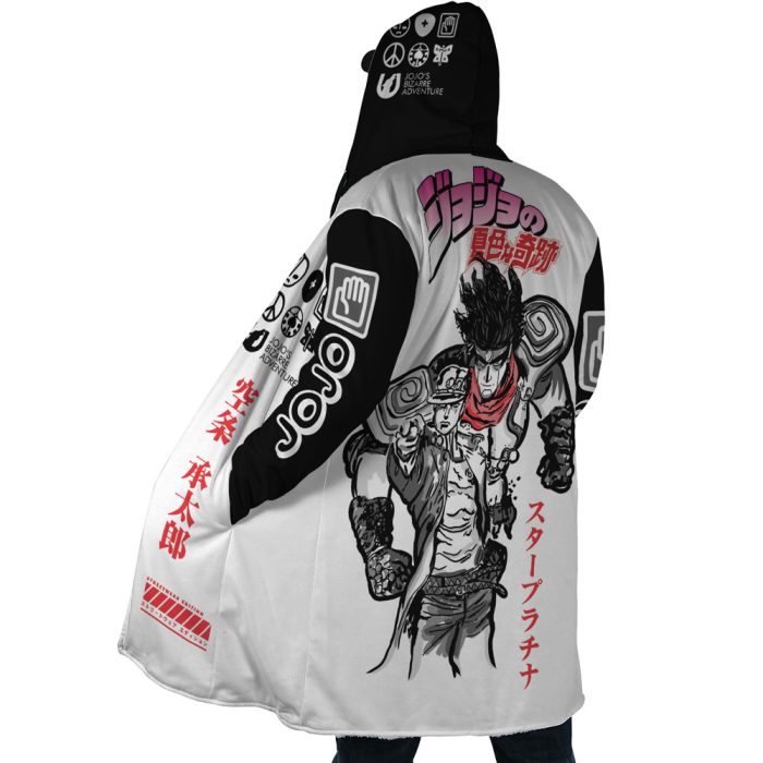 Jotaro Kujo Star Platinum Jojo's Bizarre Adventure Hooded Cloak Coat - Image 4