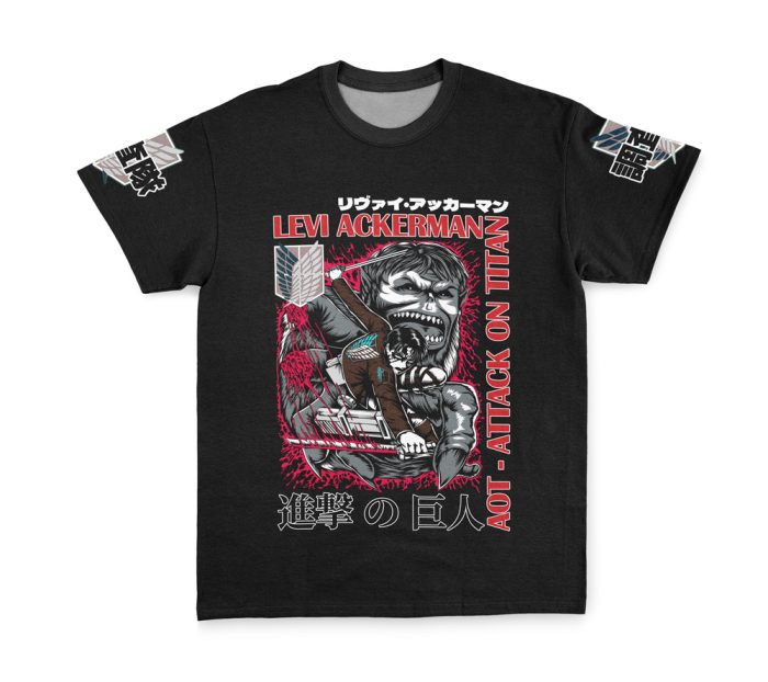 Levi Ackerman x Beast Titan Attack on Titan Streetwear T-Shirt - Image 1