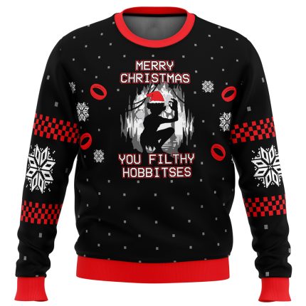 lord of the rings filthy hobitses ugly christmas sweaterapahb