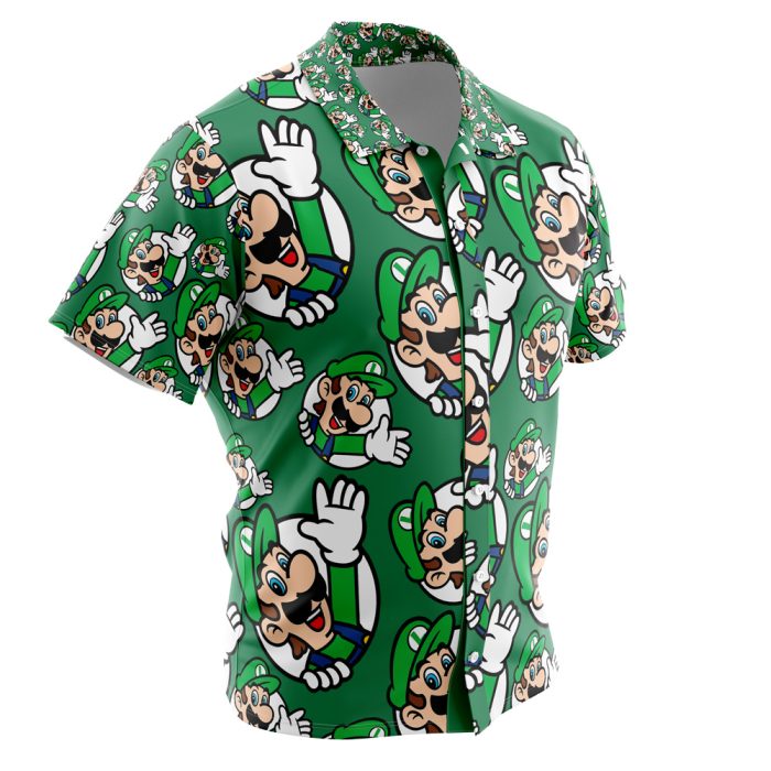 Luigi Super Mario Button Up Hawaiian Shirt - Image 2