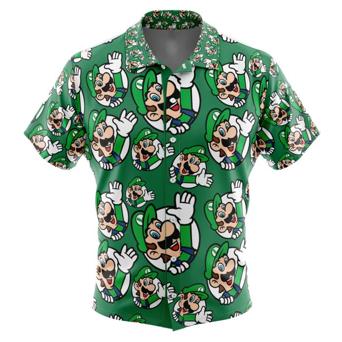 Luigi Super Mario Button Up Hawaiian Shirt - Image 1