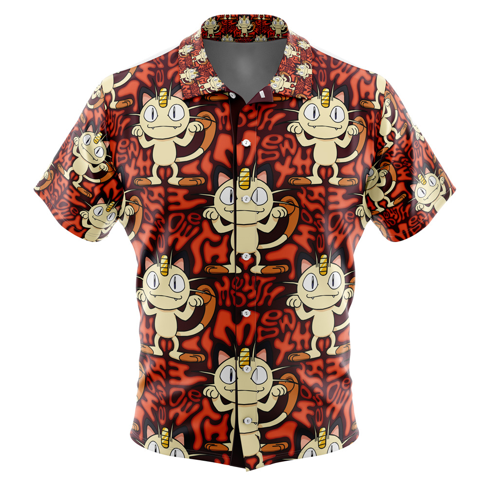 Meowth Pokemon Button Up Hawaiian Shirt Meowth Pokemon Button Up Hawaiian Shirt - Image 1