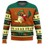 pokemon eating candy cane charizard ugly christmas sweater4nvr2
