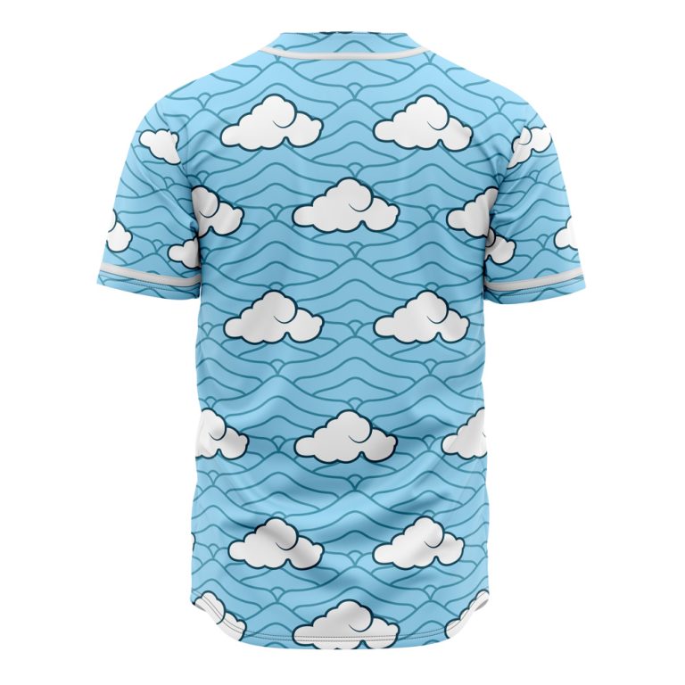 Sakonji Urokodaki from Demon Slayer Baseball Jersey with Blue and Black Split Background and Cloud Kimono Water Style Manga Design TS04 main image 1