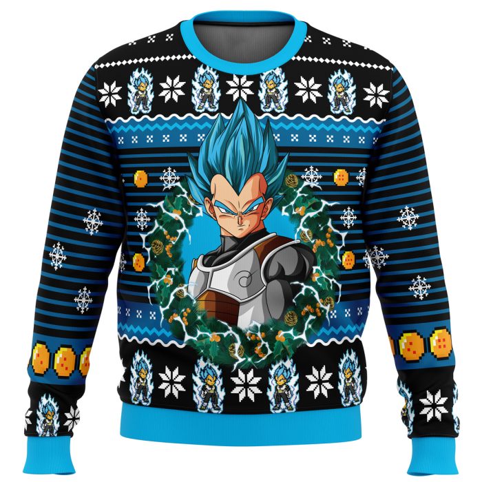 Super Saiyan Blue Vegeta Ugly Christmas Sweater - Image 1