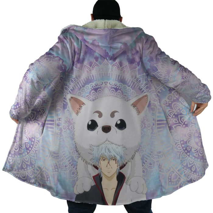 Trippy Gintoki and Sadaharu Gintama Hooded Cloak Coat - Image 6