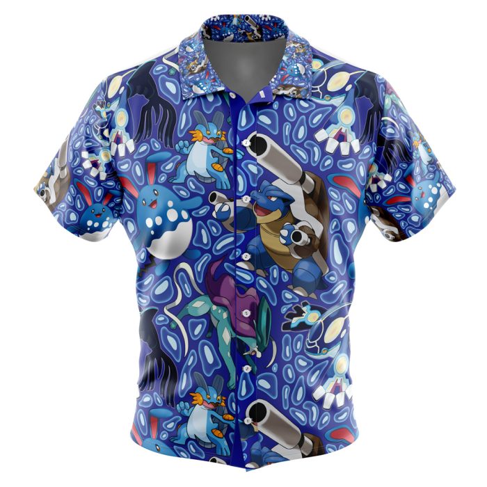 Water Type Pokemon Pokemon Button Up Hawaiian Shirt - Image 1