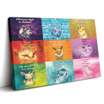 Eeveelutions Love Quotes Pokemon Horizontal Canvas Print Wall Art