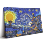 Village on Fire Gintama Starry Night Canvas Print Wall Art