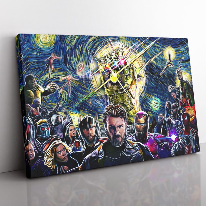 Avengers Starry Night Infinity War Canvas Print Wall Art - Image 1