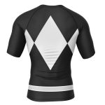 Black Ranger Mighty Morphin Power Rangers Short Sleeve Rash Guard Compression Shirt - Image 2