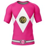 Pink Ranger Mighty Morphin Power Rangers Short Sleeve Rash Guard Compression Shirt