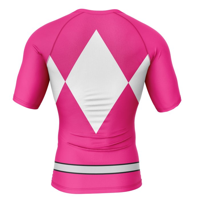 Pink Ranger Mighty Morphin Power Rangers Short Sleeve Rash Guard Compression Shirt - Image 2