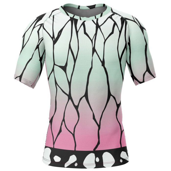 Shinobu Kocho Demon Slayer Short Sleeve Rash Guard Compression Shirt - Image 1