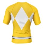 Yellow Ranger Mighty Morphin Power Rangers Short Sleeve Rash Guard Compression Shirt - Image 2