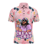 The Cream of the Crop Pro Wrestling Pink Tropical Polo Shirt mk