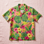 Macho Man Randy Savage Cream of the Crop pink Hawaiian shirt v3 — flat lay product shot