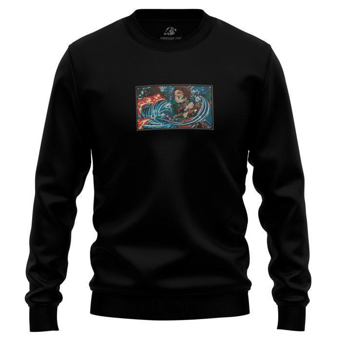 Kamado Tanjiro Water and Flame Breathing Demon Slayer Embroidered Sweatshirt 1