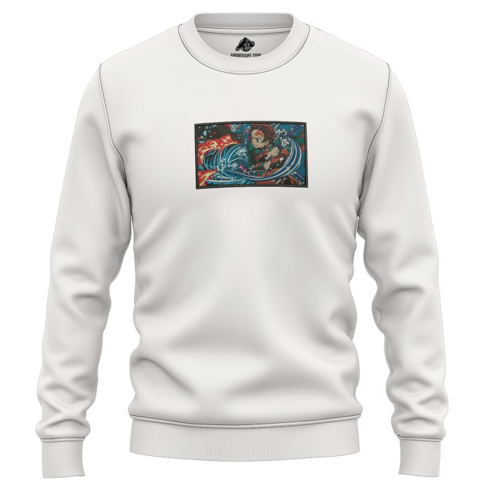 Kamado Tanjiro Water and Flame Breathing Demon Slayer Embroidered Sweatshirt 2