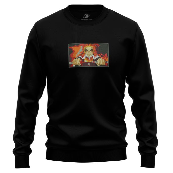 Kyojuro Rengoku Ready For Battle Demon Slayer Embroidered Sweatshirt 1