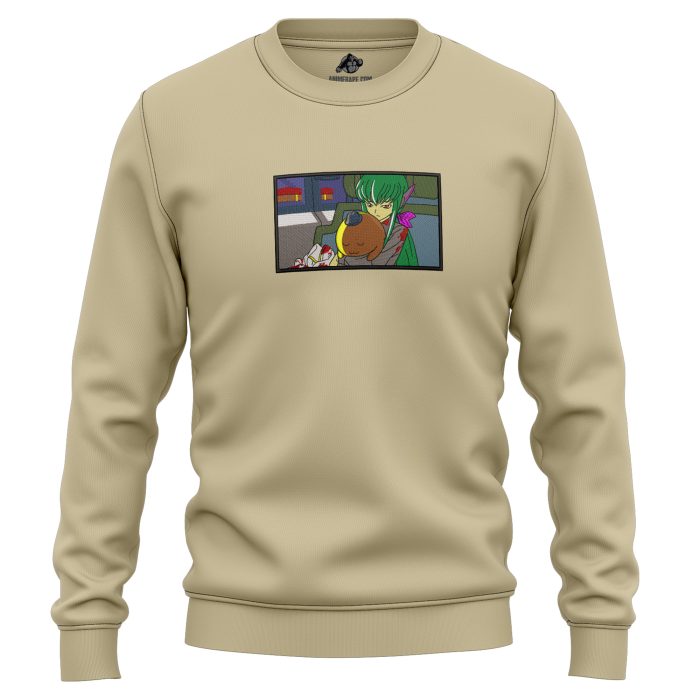 C.C. and Cheese kun Code Geass Embroidered Sweatshirt 3