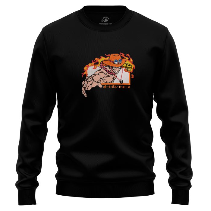 Fire Fist Ace One Piece Embroidered Sweatshirt 1