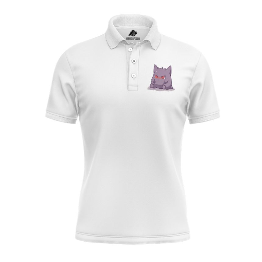 Pouting Gengar White Polo Shirt AnimeBape