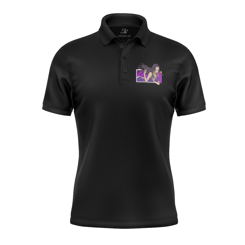 Boa Hancock Smiling Retangle Embroidered Polo Shirt