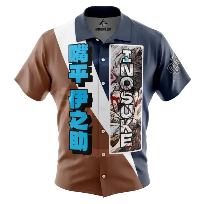 Hashibira Inosuke Demon Slayer Button Up Hawaiian Shirt - Image 1