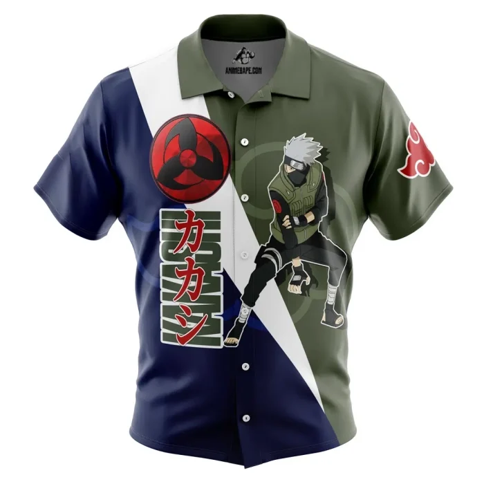 Naruto Hatake Kakashi Shippuden Button Up Hawaiian Shirt - Image 1