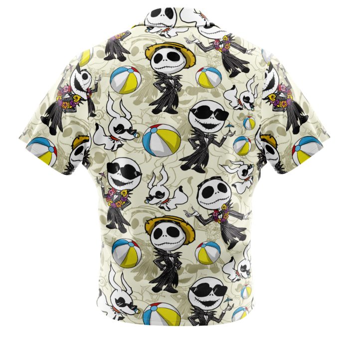 Jack Skellington Summer Vacation The Night Before Christmas Button Up Hawaiian Shirt - Image 3