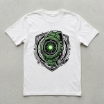 Black and White Ben 10 T-Shirt comic-line wristwatch icon flat lay - AnimeBape