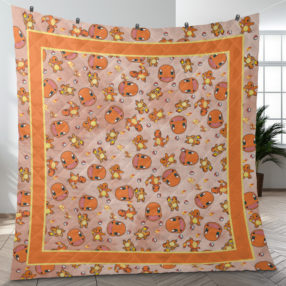Pokemon Charmander Pattern Quilt Blanket