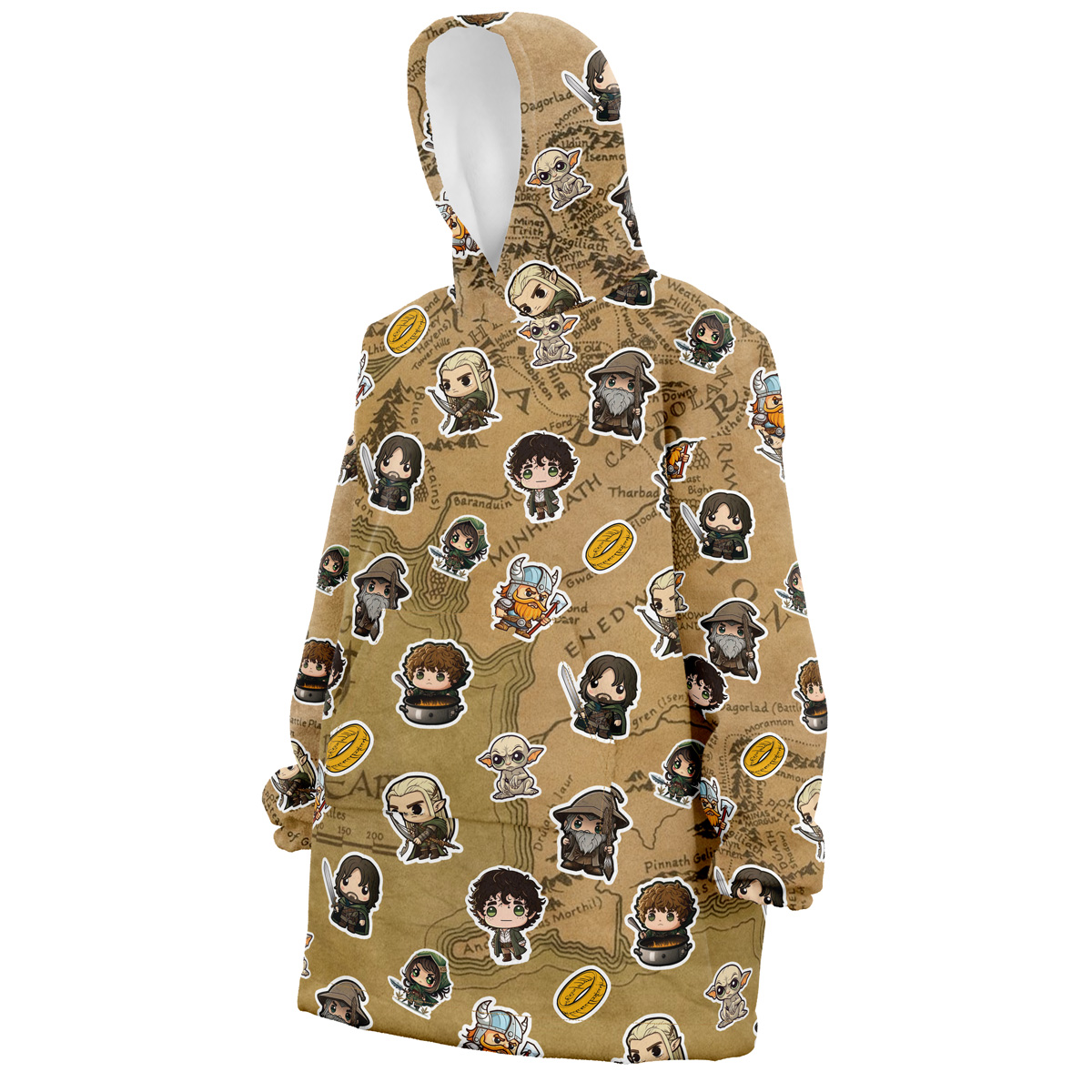 Hoodie Chibi The Fellowship of the Ring Pattern The Lord Of The Ring Oversized Blanket