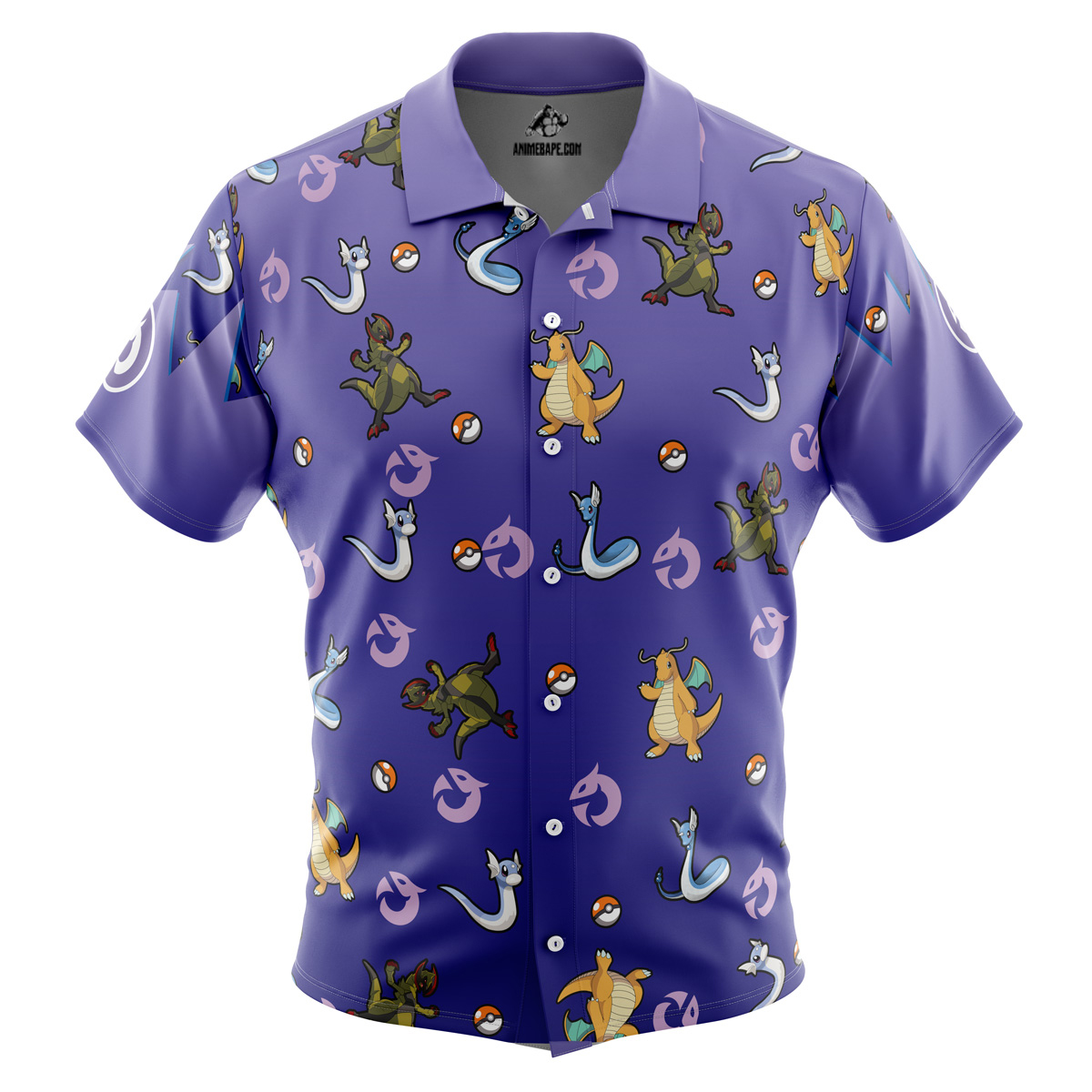 Pokemon Dragon Type Pattern Button Up Hawaiian Shirt