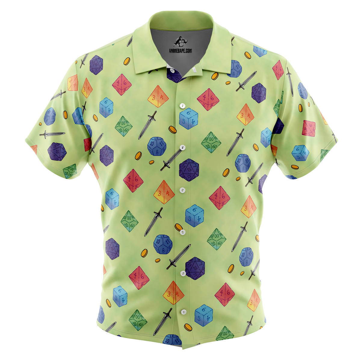 Dungeons and Dragons Dice Pattern Button Up Hawaiian Shirt