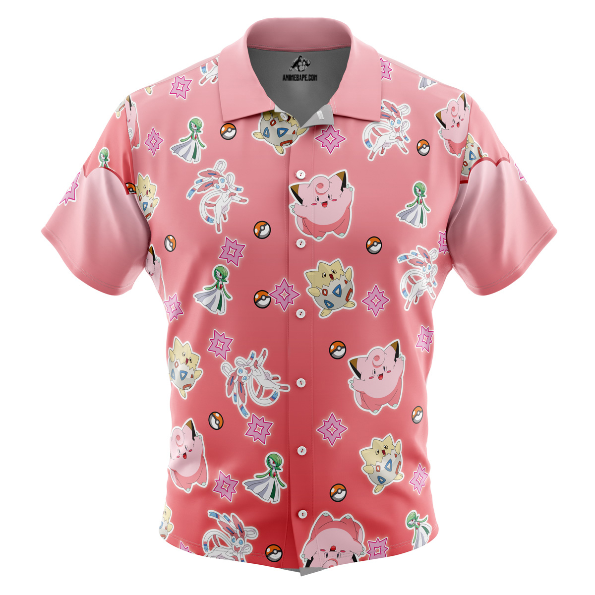 Pokemon Fairy Type Pattern Button Up Hawaiian Shirt